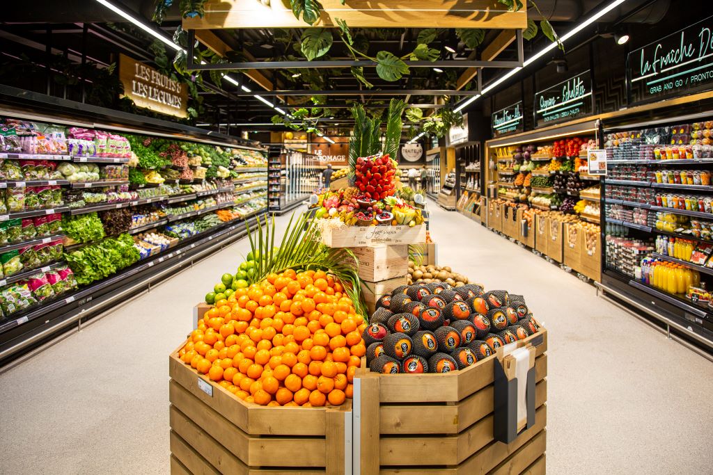 Présentoir central bois fruits et légumes