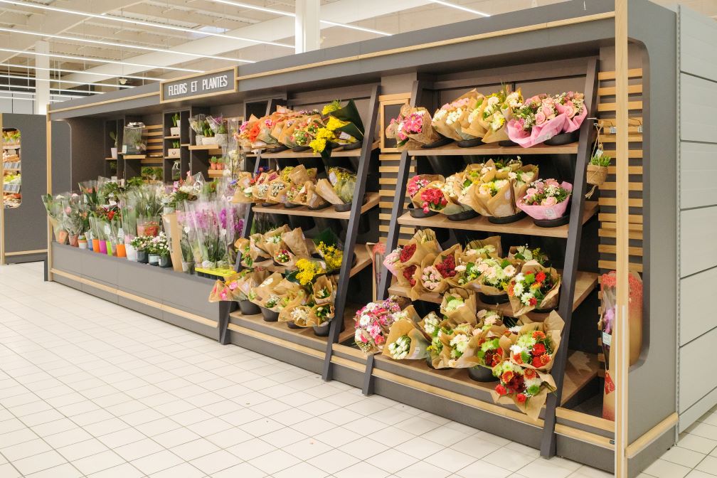 Présentoir pour fleuriste adapté bouquets fleurs et plantes