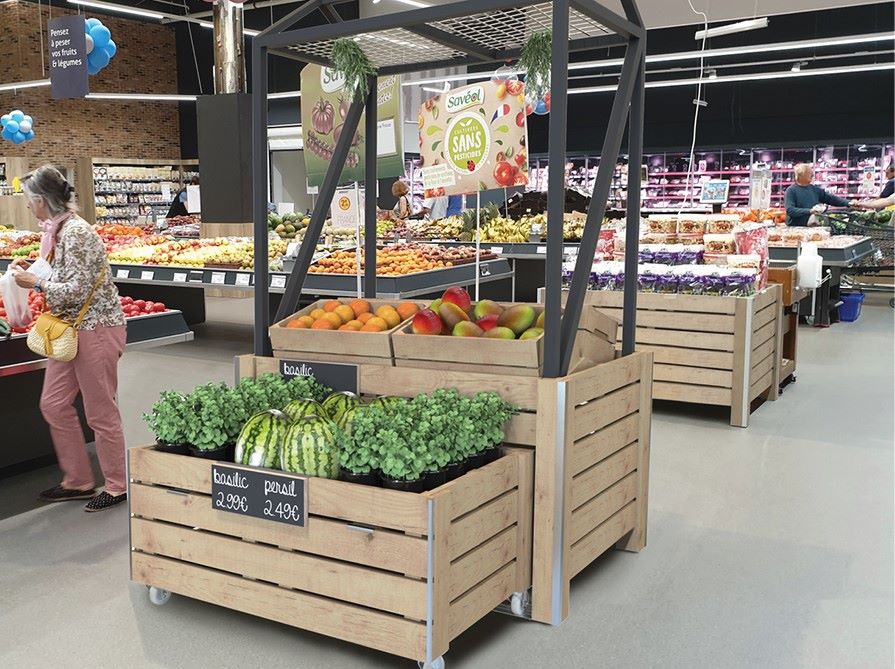 Meuble palox en bois fruits et légumes