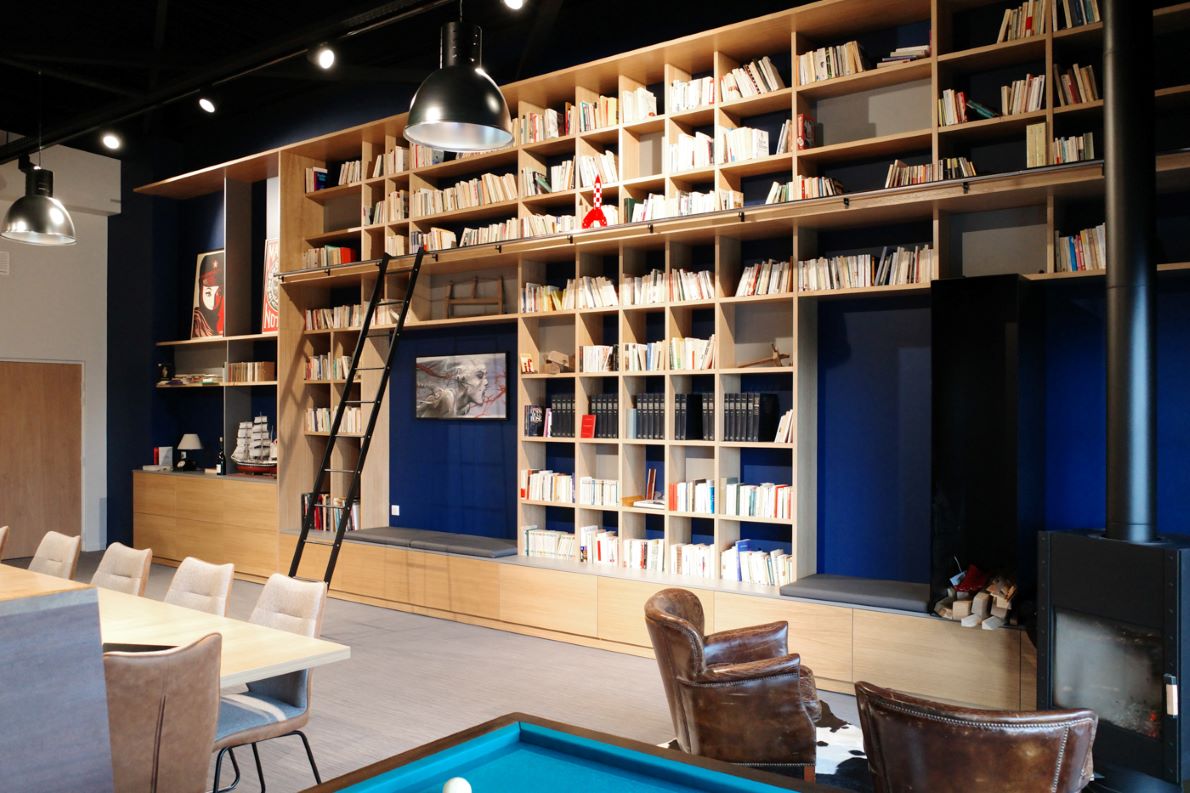 Meuble agencement bibliothèque murale livres en hauteur