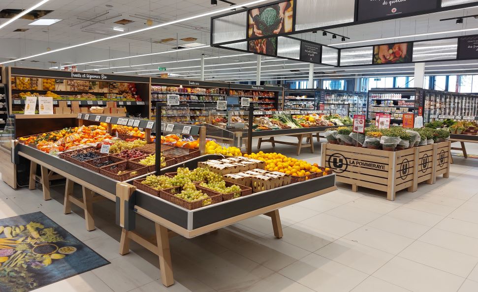 Ilot central en bois professionnel pour fruits