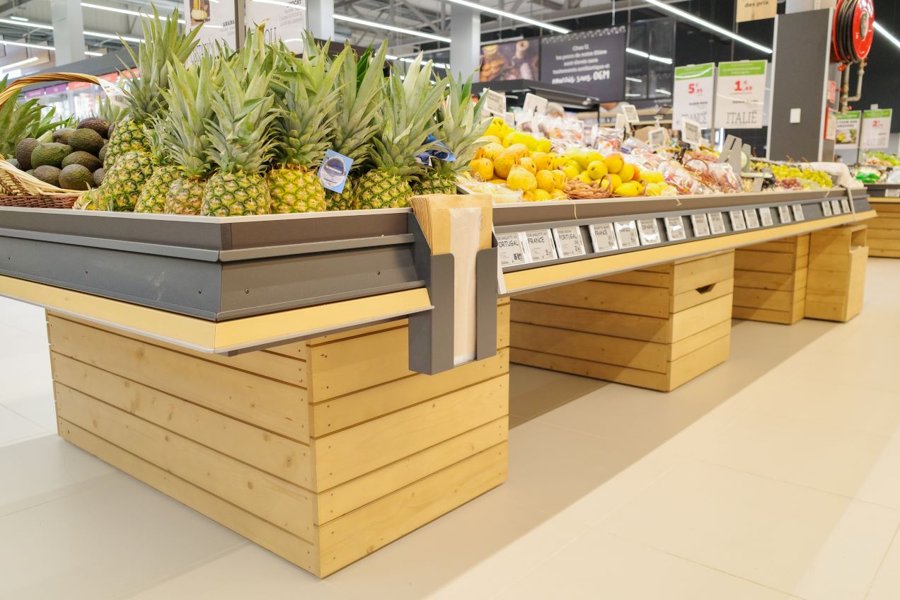 Présentoir central fruits et légumes
